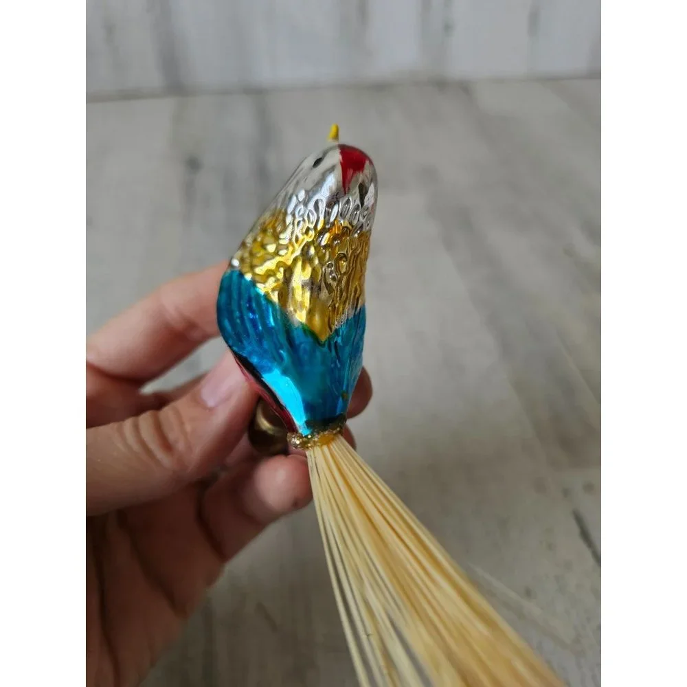 Vintage clip glass‎ bird rainbow ornament Xmas tree